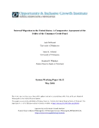 Internal Migration in the United States: a Comparative Assessment of the Utility of the Consumer Credit Panel
