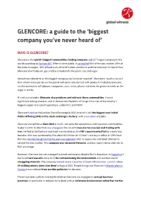 GLENCORE: a Guide to the 'Biggest Company You've Never Heard