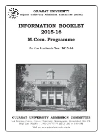 INFORMATION BOOKLET 2015-16 M.Com