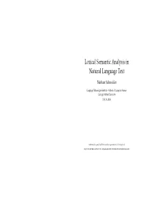 Lexical Semantic Analysis in Natural Language Text