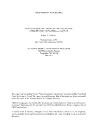 Recent Declines in Labor's Share in Us Income: a Preliminary Neoclassical Account