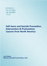 Self-Harm and Suicide Prevention, Intervention & Postvention