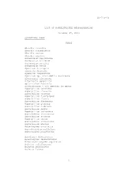 1 §4-71A-24 LIST of NONRESTRICTED MICROORGANISMS October 25, 2001 SCIENTIFIC NAME FUNGI Absidia Coerulea Absidia Corymbifera Ab