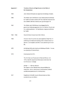 Appendix 1 Timeline of Events of Significance to the Work of the Commission