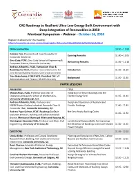 CAE Roadmap to Resilient Ultra-Low Energy Built Environment with Deep Integration of Renewables in 2050 Montreal Symposium – Webinar - October 16, 2020