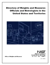 Directory of Weights and Measures Officials and Metrologists in the United States and Territories