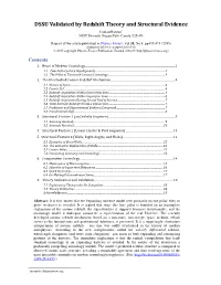 DSSU Validated by Redshift Theory and Structural Evidence Conrad Ranzan * DSSU Research, Niagara Falls, Canada, L2E 4J8