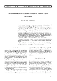 First Annotated Checklist of Chironomidae of Rhodos, Greece