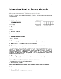 Information Sheet on Ramsar Wetlands