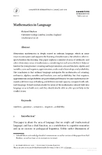 Mathematics in Language