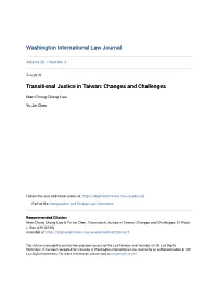 Transitional Justice in Taiwan: Changes and Challenges