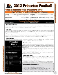 2012 Princeton Football Week 4: Princeton (1-2) at Lafayette (3-1) Oct