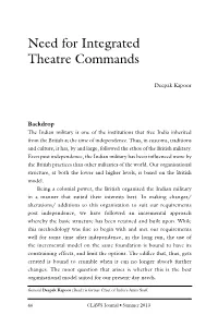Need for Integrated Theatre Commands, by Deepak Kapoor