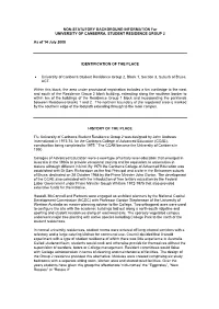 NON-STATUTORY BACKGROUND INFORMATION for UNIVERSITY of CANBERRA, STUDENT RESIDENCE GROUP 2