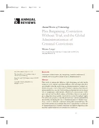 Plea Bargaining, Conviction Without Trial, and the Global Administratization of Criminal Convictions