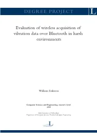 Evaluation of Wireless Acquisition of Vibration Data Over Bluetooth in Harsh Environments