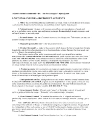 I. National Income and Product Accounts