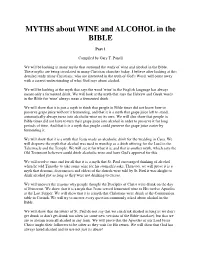 Myths About Wine and Alcohol in the Bible Part 1