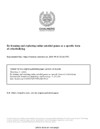 Re-Framing and Exploring Online Suicidal Games As a Specific Form of Cyberbullying