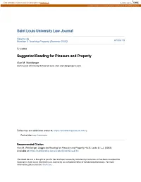Suggested Reading for Pleasure and Property