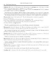 16 Continuous Functions Definition 16.1. Let F