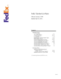 Fedex 2019 Standard List Rates