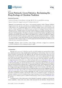 Reclaiming the Deep Ecology of Christian Tradition