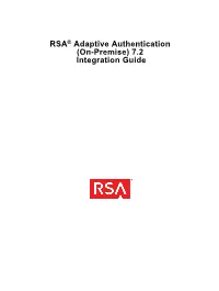 RSA Adaptive Authentication (On-Premise) 7.2 Integration Guide