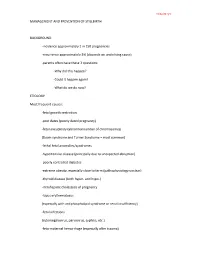 Stillbirth: Management and Prevention