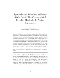 The Commodified Rebel in Machado De Assis's Chronicles