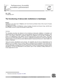 The Functioning of Democratic Institutions in Azerbaijan
