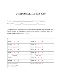 Wec01's SSSS Fossils Test 2019