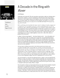 A Decade in the Ring with Boxer