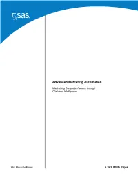 A SAS White Paper Advanced Marketing Automation