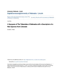 A Synopsis of the Tabanidae of Nebraska with a Description of a New Species from Colorado