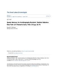 An Autobiography Revisited. Vladimir Nabokov. New York: G.P