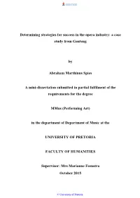 Determining Strategies for Success in the Opera Industry: a Case Study from Gauteng