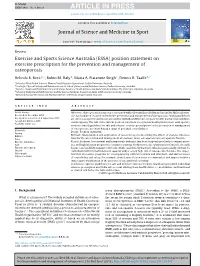 (ESSA) Position Statement on Exercise Prescription for the Prevention and Management of Os