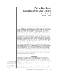 Experiments in Dice Control Robert H