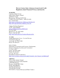 How to Contact State Attorneys General and Credit Regulators About Financial Privacy and Security
