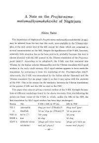 A Note on the Prajd-Ndma- Mulamadhyamakakdrikd of Nagarjuna