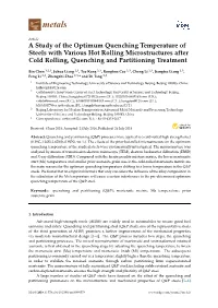 A Study of the Optimum Quenching Temperature of Steels with Various Hot Rolling Microstructures After Cold Rolling, Quenching and Partitioning Treatment