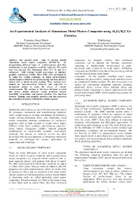 An Experimental Analysis of Aluminium Metal Matrix Composite