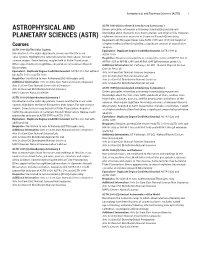 Astrophysical and Planetary Sciences (ASTR) 1