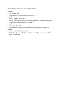Considerations for Monitoring of Deep Circular Excavations