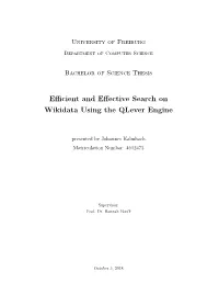 Efficient and Effective Search on Wikidata Using the Qlever Engine