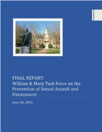 FINAL REPORT: William & Mary Task Force on the Prevention of Sexual Assault and Harassment