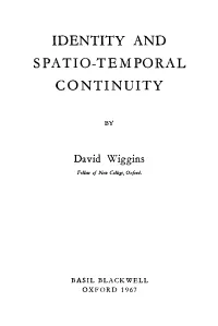 Identity and Spatio-Temporal Continuity