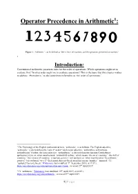 Operator Precedence in Arithmetic1
