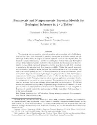 Parametric and Nonparametric Bayesian Models for Ecological Inference in 2 × 2 Tables∗